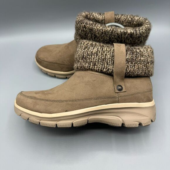 Skechers Comfort Boots Womens Winter Snow Brown Ankle Top Pull On Size 9 - Picture 6 of 11